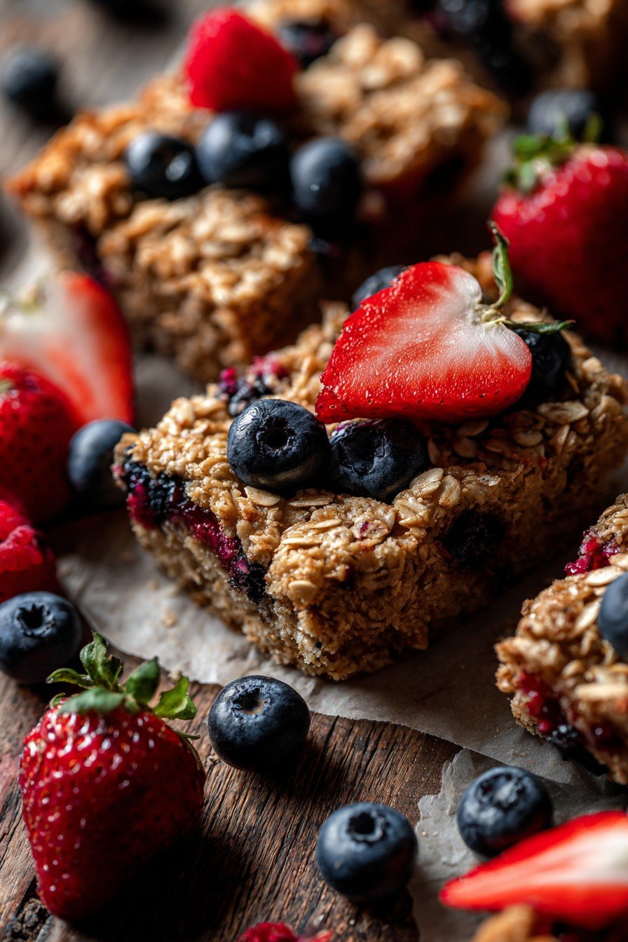 Baked Oatmeal Bars with Berries