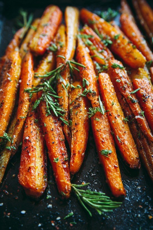 Hot Honey & Herb Roasted Carrots