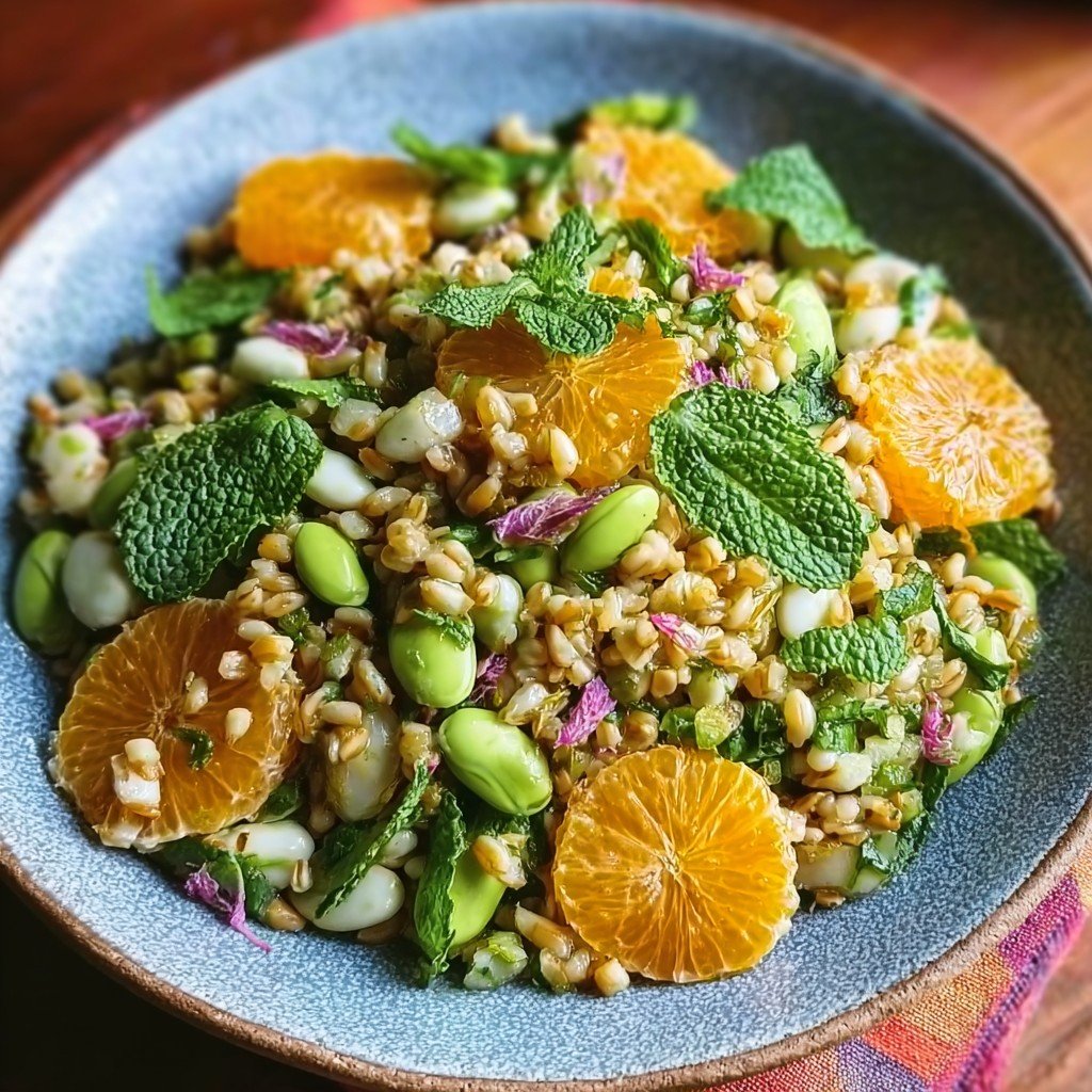 Orange-Mint Freekeh Salad with Lima Beans