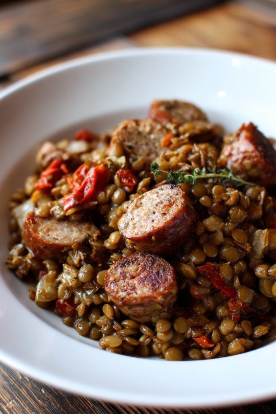 Pressure Cooker Lentils and Sausage