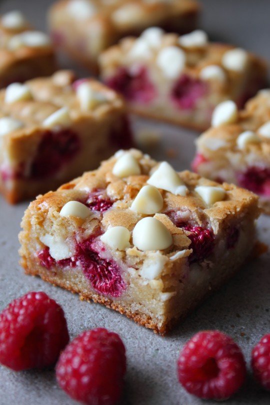 Raspberry and White Chocolate Blondies