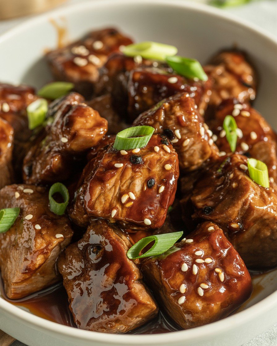 Sweet and Sticky Steak Bites