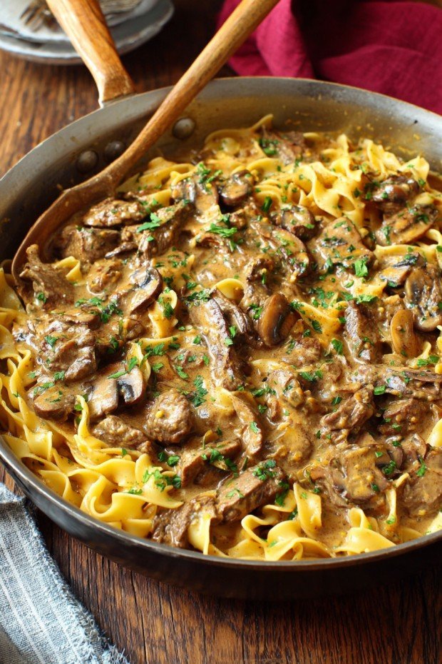 All-in-one-pan beef stroganoff