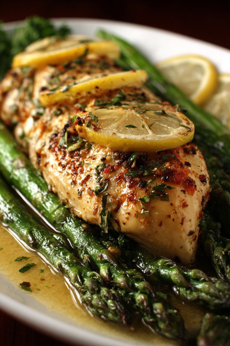 Crockpot Lemon Garlic Chicken & Asparagus