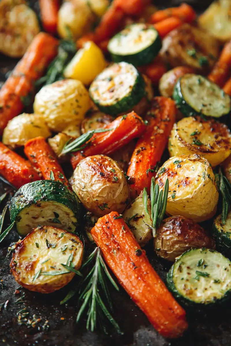 Garlic Herb Roasted Potatoes Carrots and Zucchini