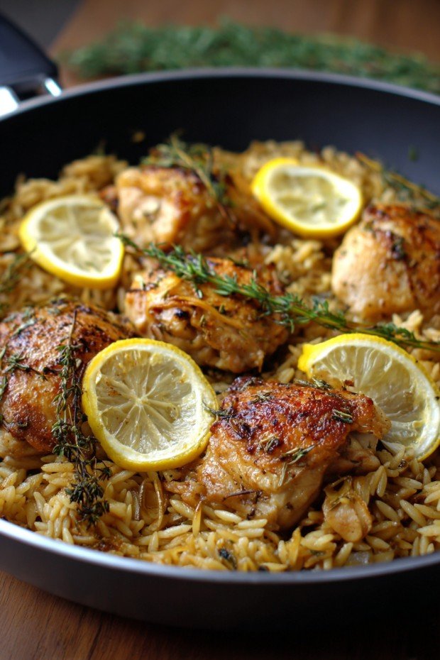 One-pan summer lemon chicken with risoni