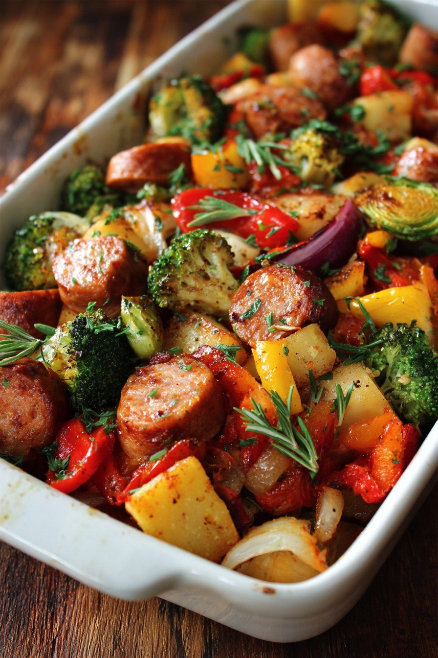Rainbow Sausage & Veggie Bake