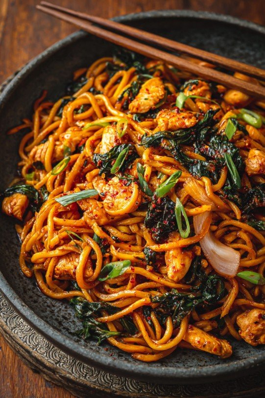 Saucy Gochujang Noodles with Chicken