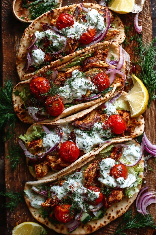 Sheet Pan Chicken Pitas with Tzatziki