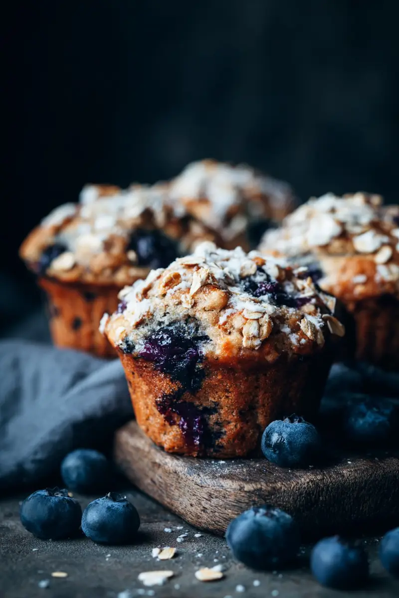 Blueberry Muffins with Greek Yogurt and Oats