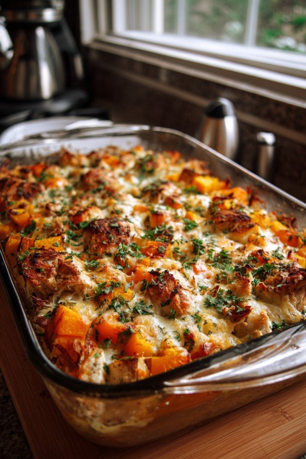Chicken Leek and Butternut Squash Bake