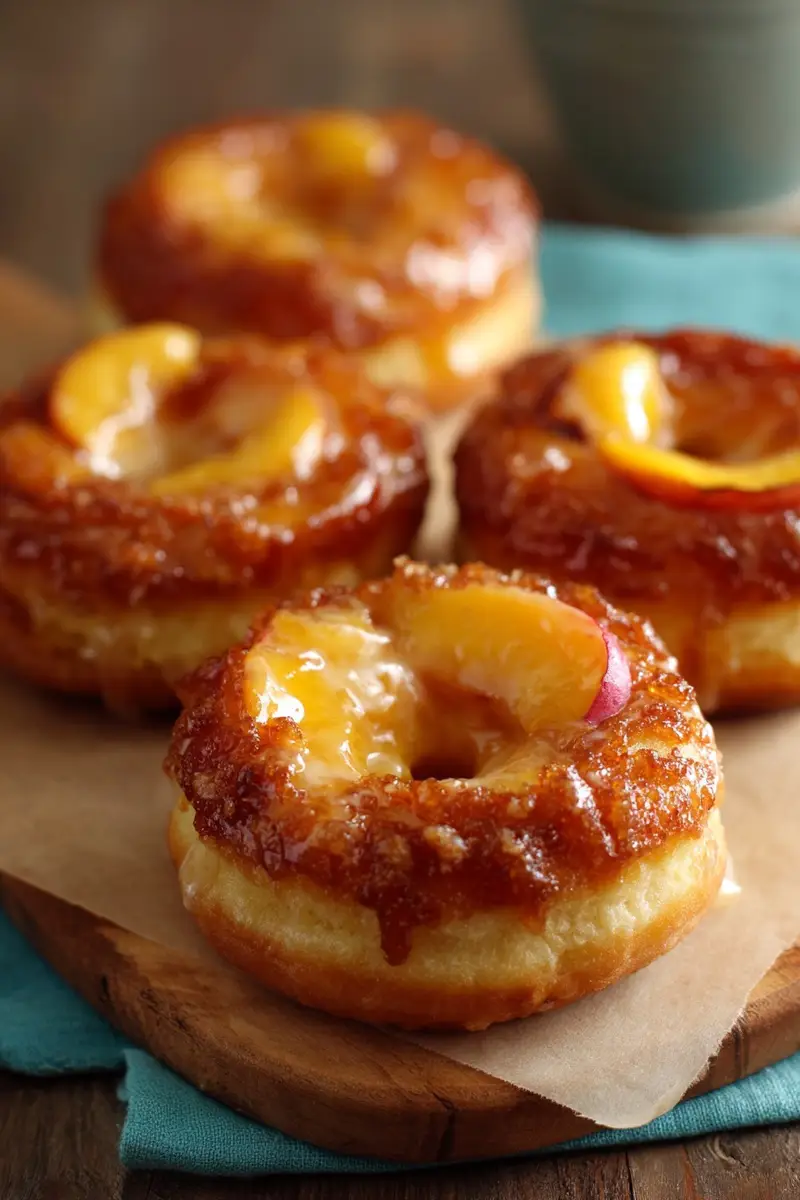 Classic Peach Cobbler Cheesecake Donuts