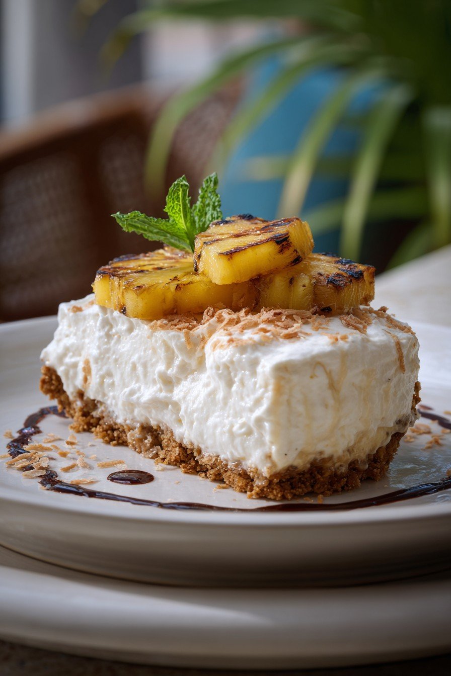Coconut Cream Icebox Pie with Grilled Pineapple