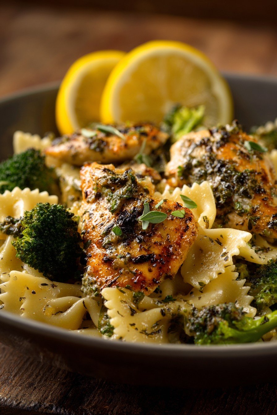 Cowboy Butter Lemon Bowtie Chicken with Broccoli