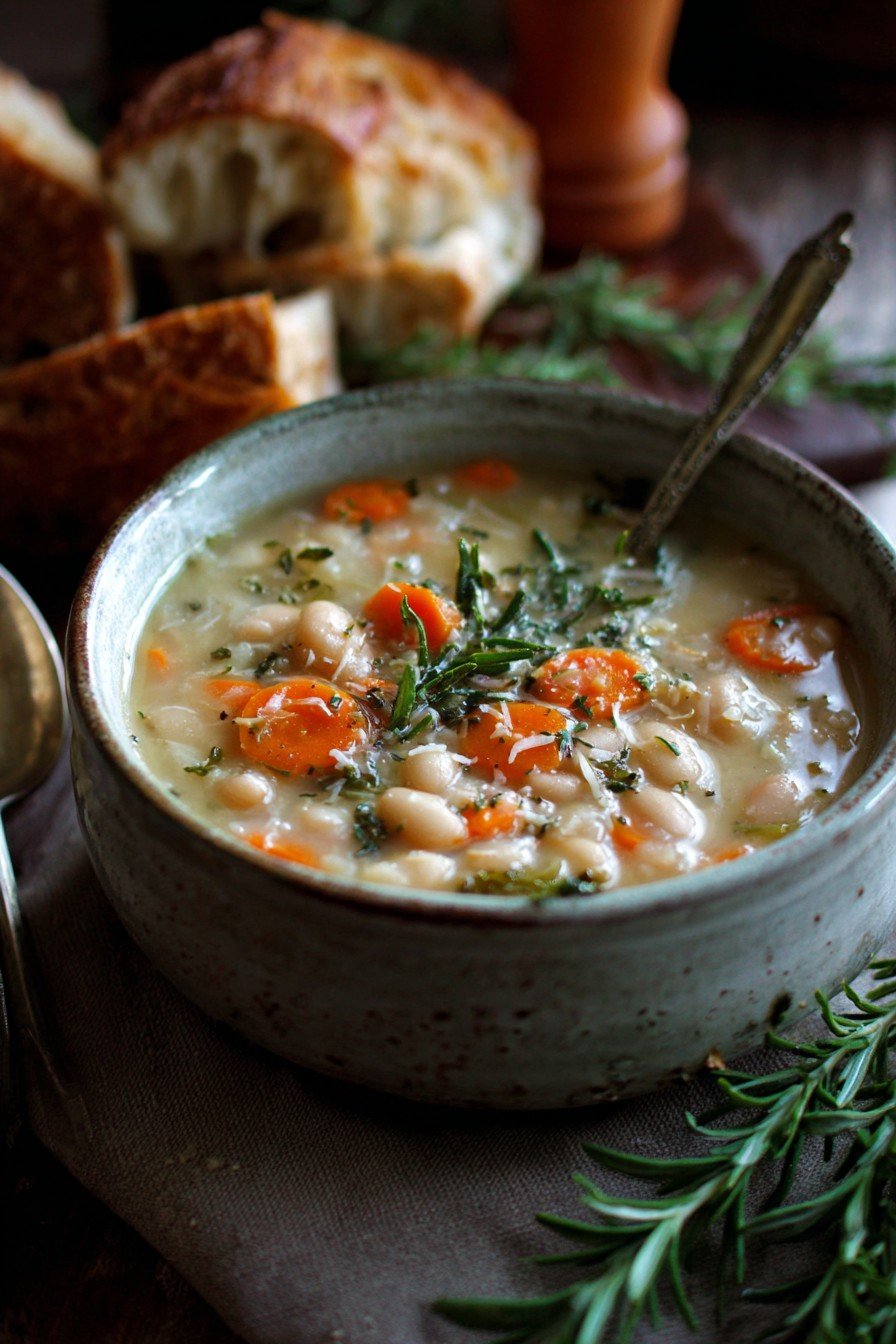 Cozy Rosemary & Garlic White Bean Soup