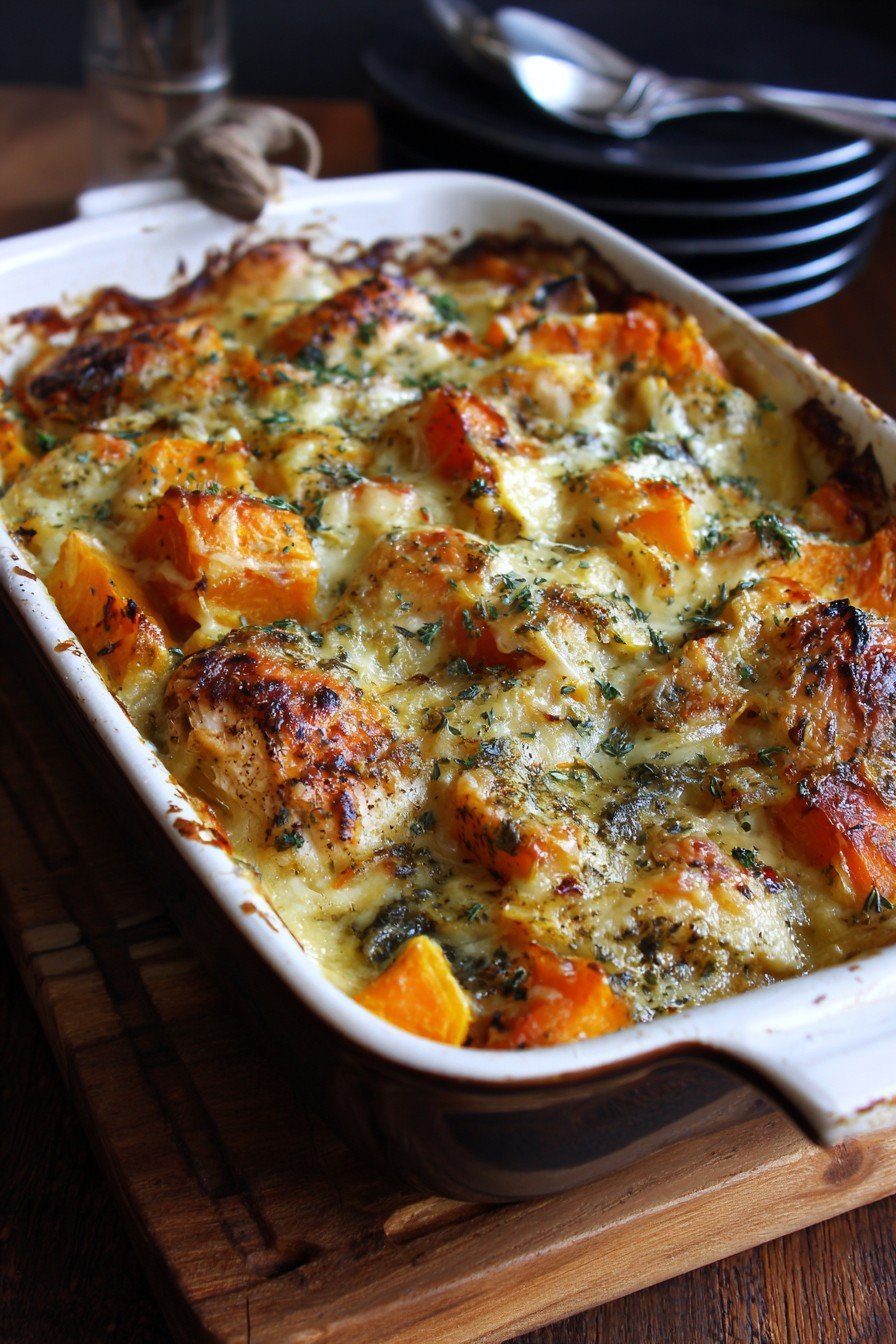 Easy Chicken Leek & Butternut Squash Bake
