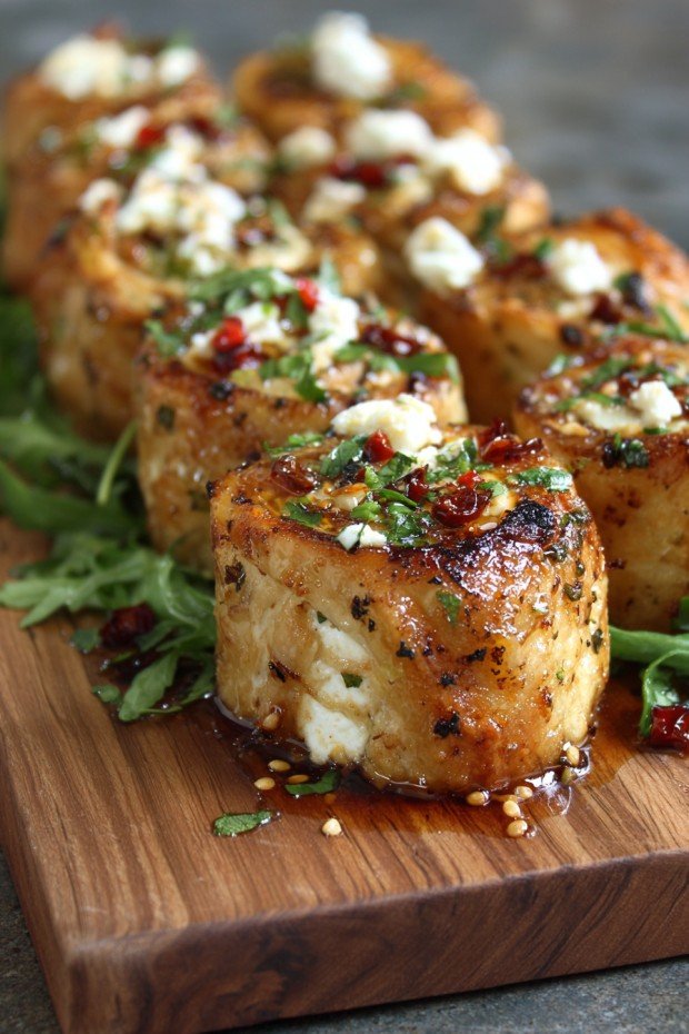 Feta Rolls with Chili Honey | Baked Appetizer Recipe