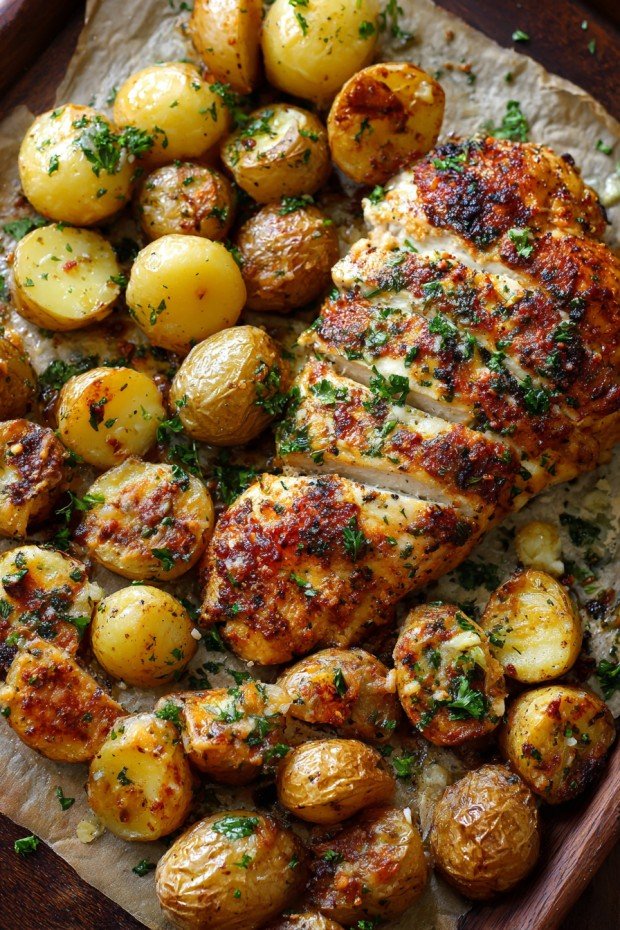 Garlic Parmesan Chicken and Potatoes (One-Pan Dinner)