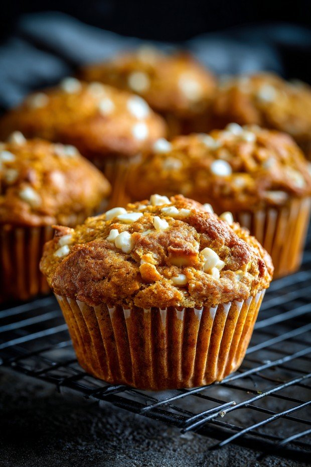 Moist Pumpkin White Chocolate Chip Muffins
