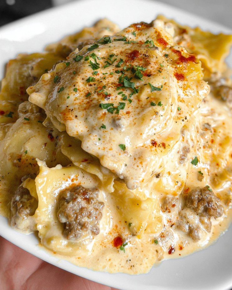 Sausage Alfredo Ravioli Lasagna