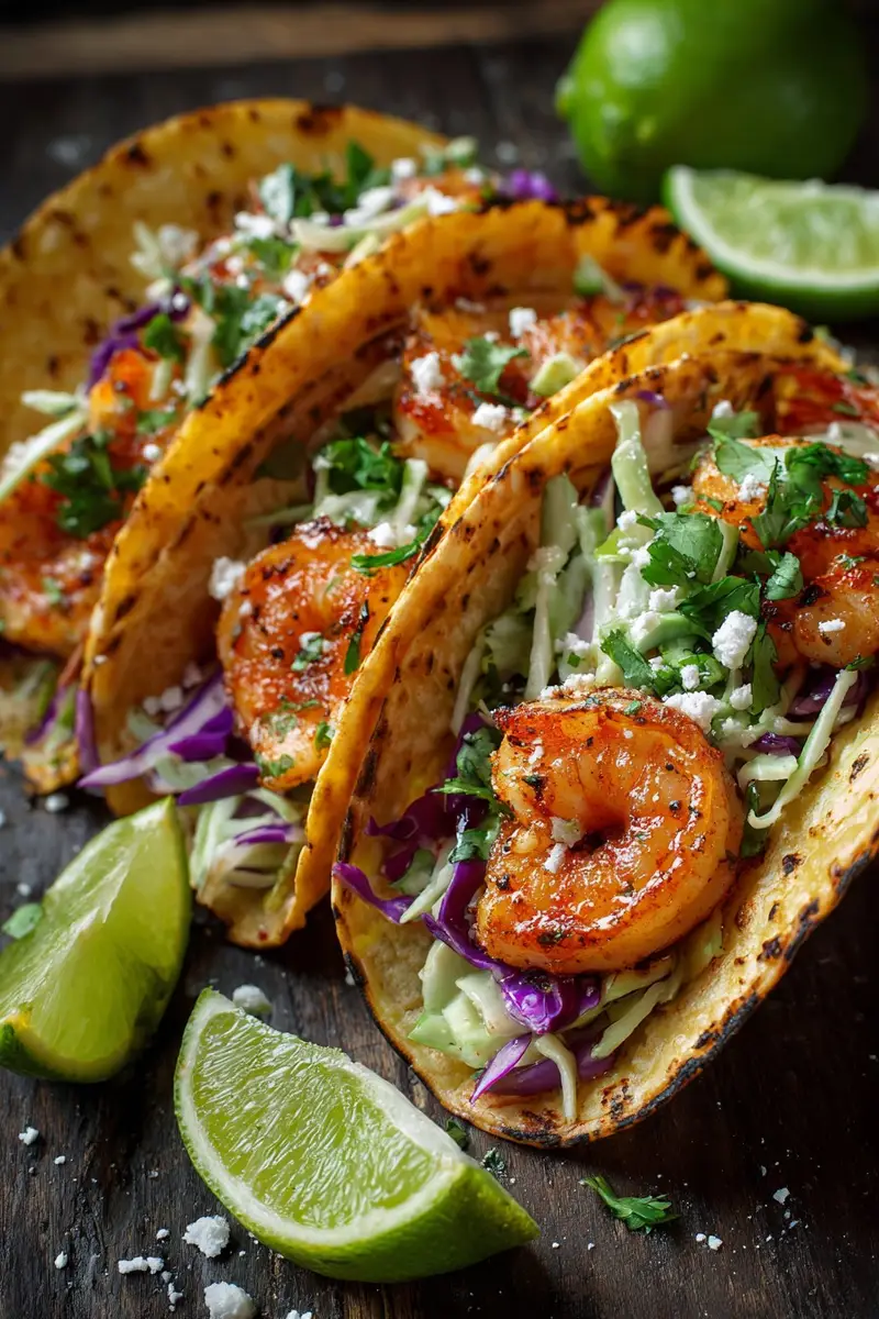 Shrimp Tacos With Cilantro Lime Slaw
