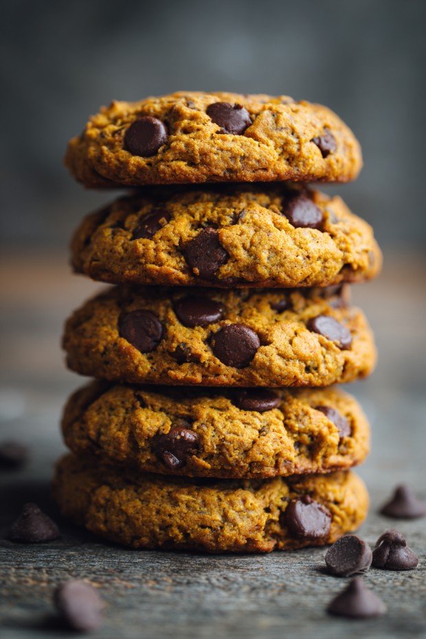 Soft & Chewy Pumpkin Chocolate Chip Oatmeal Cookies